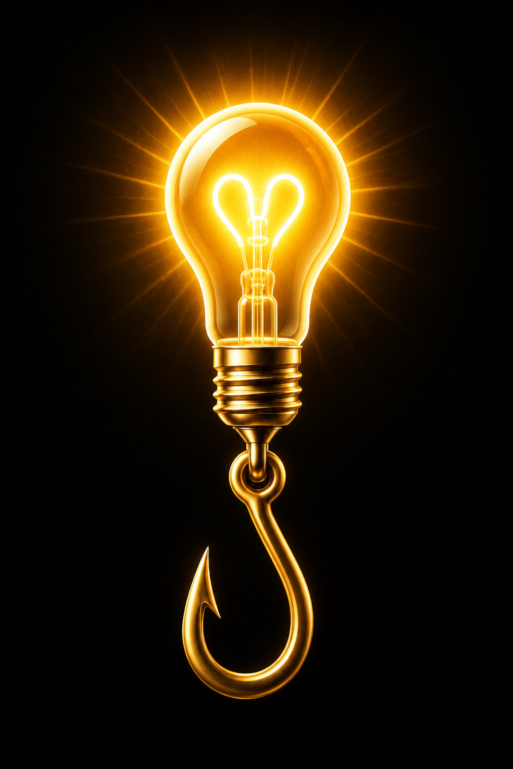 HookedOnLater app logo — a glowing lightbulb shaped like a fishing hook